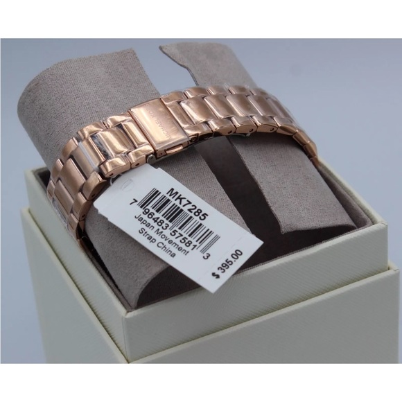 NEW AUTHENTIC MICHAEL KORS LAYTON ROSE GOLD CRYSTALS GLYTZ WOMEN'S MK7285 WATCH - Picture 2 of 4